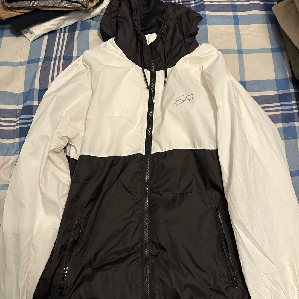 Men's Black and White Windbreaker Jacket